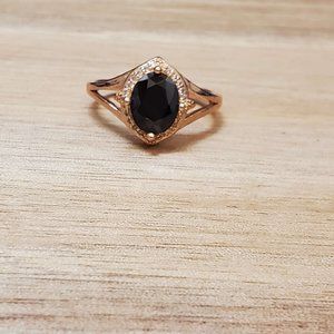 Fragrant Jewels Rose Gold Ring with Black Stone Size 8